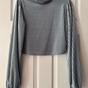 Striped Blue Long Sleeve Women's Top